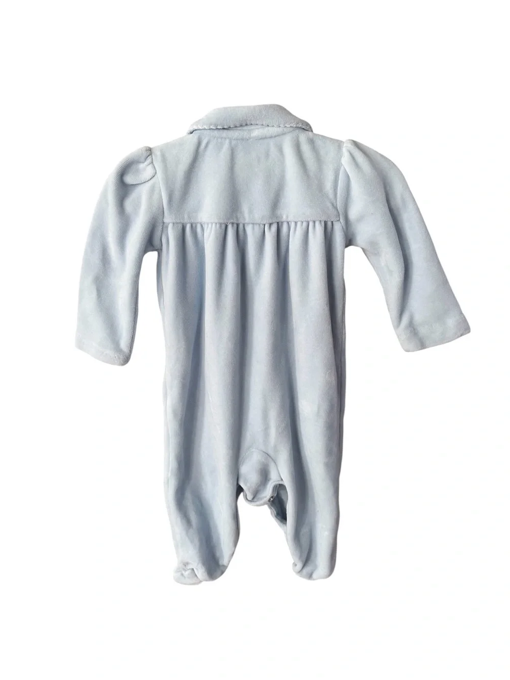 Ralph Lauren Baby Girl Velour Footed Romper, Light Blue, 3 months